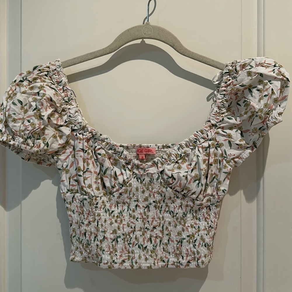 VERGE GIRL Peplum Smocked Top